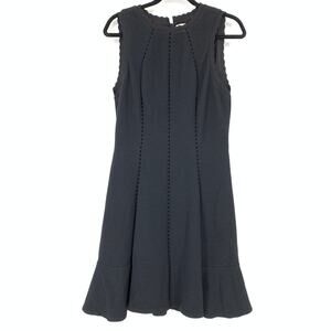 Rebecca Taylor Womens Sz 10 Dress Scalloped Edges Flounce Hem Black Sleeveless